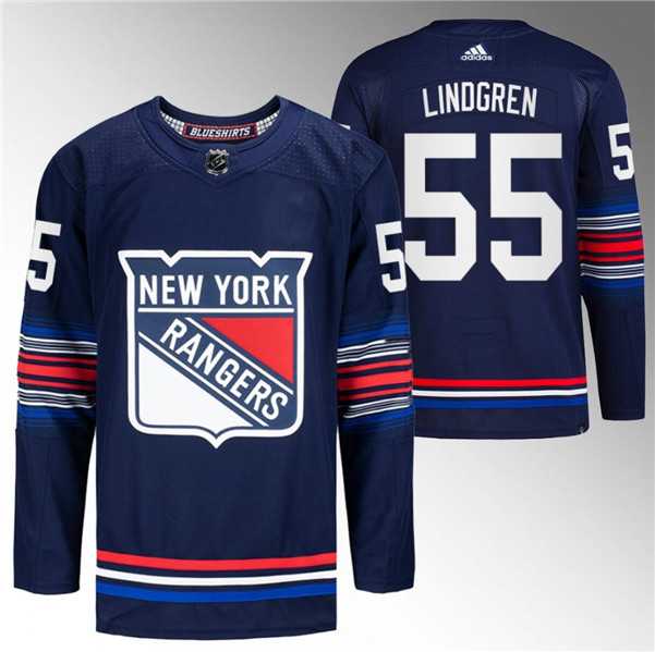 Mens New York Rangers #55 Ryan Lindgren Navy Stitched Jersey Dzhi